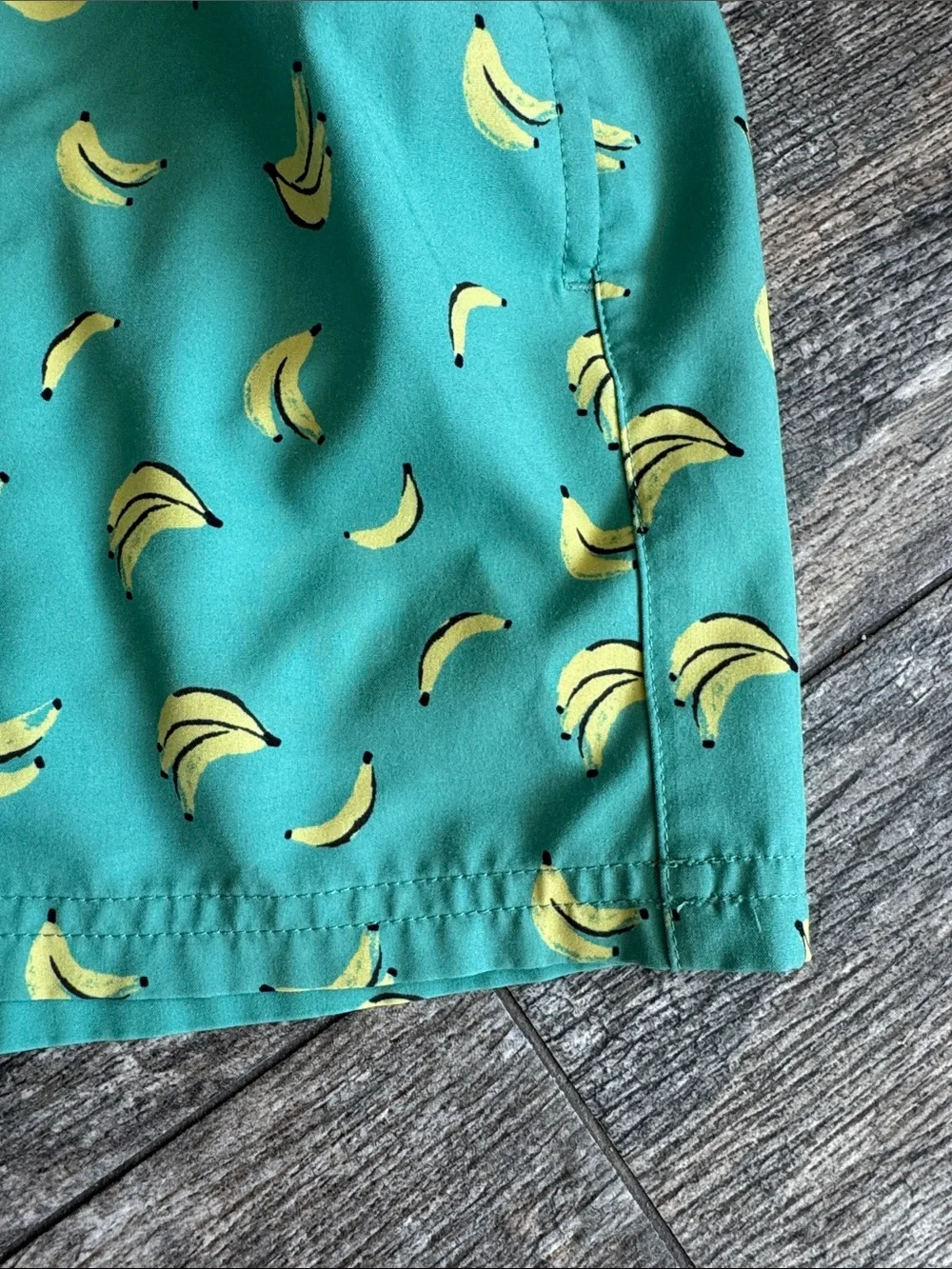 Kids Banana Print Swim Trunks - Teal and Yellow